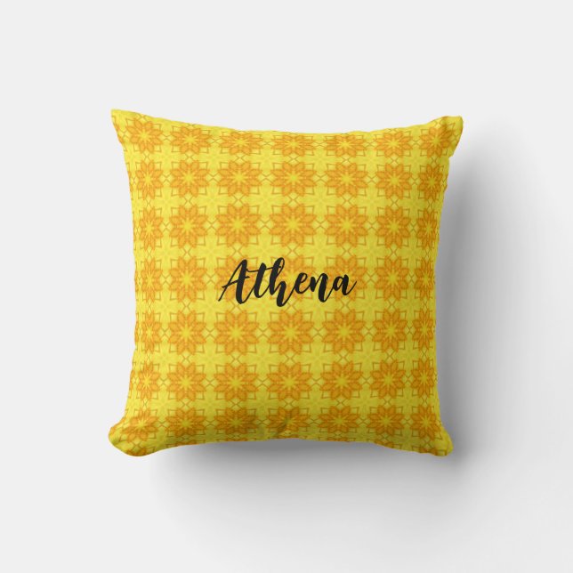 Almofada Travesseiro decorativo Amarelo Brilhante com Nome (Frente)