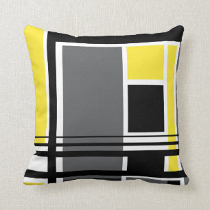 Almofada Travesseiro decorativo amarelo cinzento preto