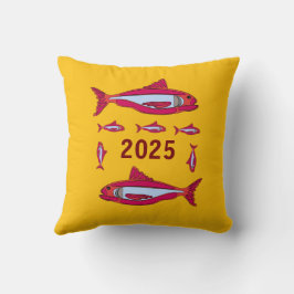 Almofada Travesseiro decorativo amarelo com peixe vermelho 