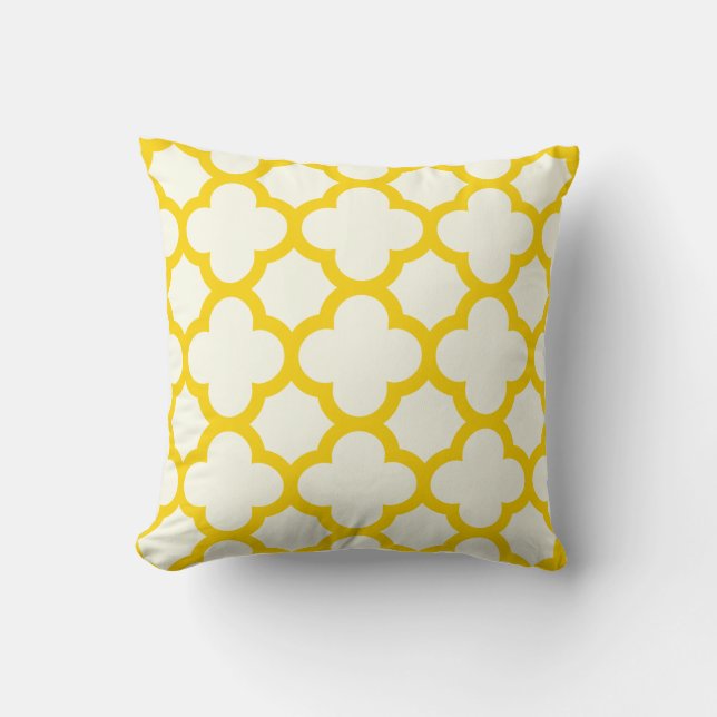 Almofada Travesseiro decorativo amarelo de Quatrefoil do (Frente)