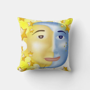 Almofada Travesseiro decorativo Amarelo Sol Azul Lua