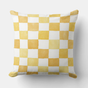 Almofada Travesseiro Decorativo Amarelo Xadrez
