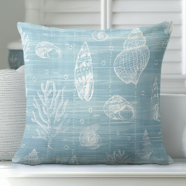 Almofada Travesseiro decorativo Aqua Blue Seashells