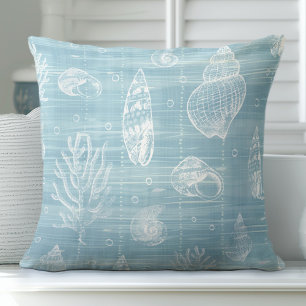 Almofada Travesseiro decorativo Aqua Blue Seashells