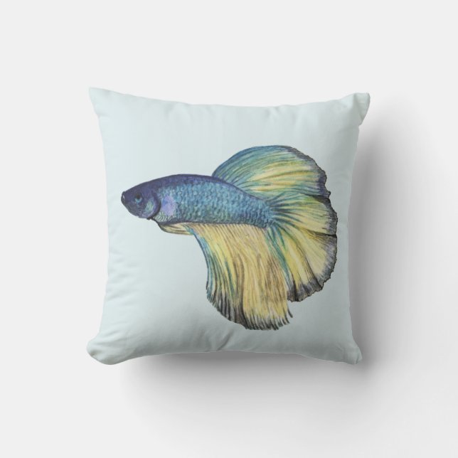 Almofada Travesseiro decorativo Azul Betta de Água (Frente)