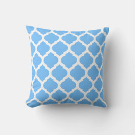Almofada Travesseiro decorativo azul-céu branco marroquino