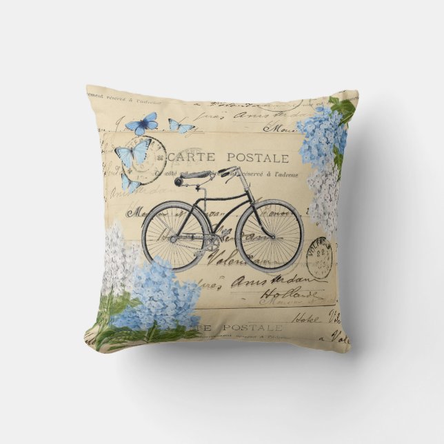 Almofada Travesseiro decorativo azul de Paris do Hydrangea (Frente)
