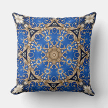 Travesseiro Decorativo Azul Dourado