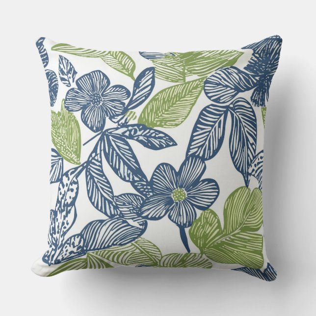 Almofada Travesseiro decorativo Azul e Branco (Frente)