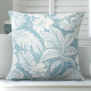 Almofada Travesseiro decorativo Azul e Branco Costeiro Aqua