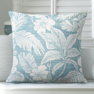 Almofada Travesseiro decorativo Azul e Branco Costeiro Aqua