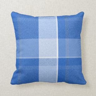 Almofada Travesseiro decorativo azul e branco da xadrez