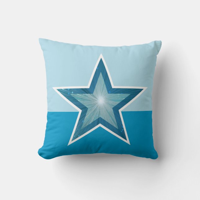Almofada Travesseiro decorativo azul estrelado com duas cor (Frente)