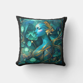 Almofada Travesseiro Decorativo azul místico deusa arte de 