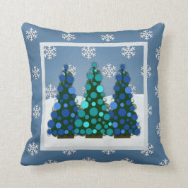 Almofada Travesseiro decorativo azul nevado da árvore de