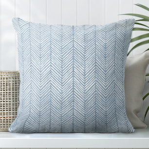 Almofada Travesseiro Decorativo Azul - Padrão Chevron