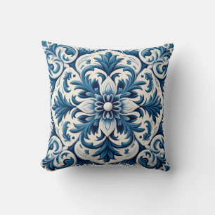 Almofada Travesseiro decorativo azulejo azul português