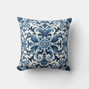 Almofada Travesseiro decorativo azulejo azul português