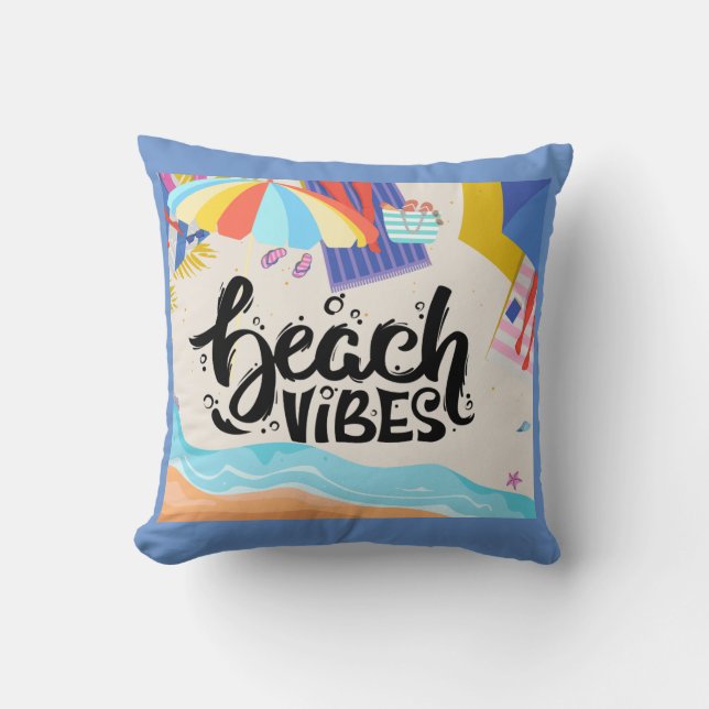 Almofada Travesseiro decorativo Beach Vibes de Sommer Hamil (Frente)