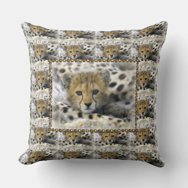 Almofada Travesseiro decorativo/Bebê Cheetah (Frente)