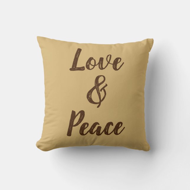 Almofada Travesseiro decorativo Beige Love & Peace (Frente)