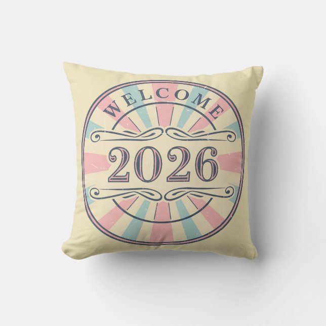 Almofada Travesseiro Decorativo Bem-vindo 2026 Retro (Frente)