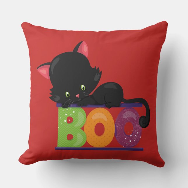 Almofada Travesseiro decorativo Black Cat Boo (Frente)