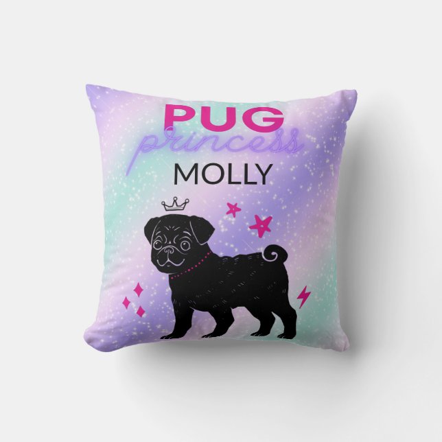 ALMOFADA TRAVESSEIRO DECORATIVO BLACK" PUG PRINCESS" PERSON (Frente)