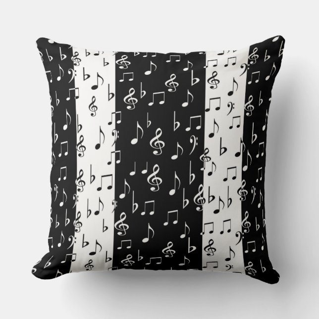 Almofada Travesseiro decorativo Black & White Musical Strik (Frente)
