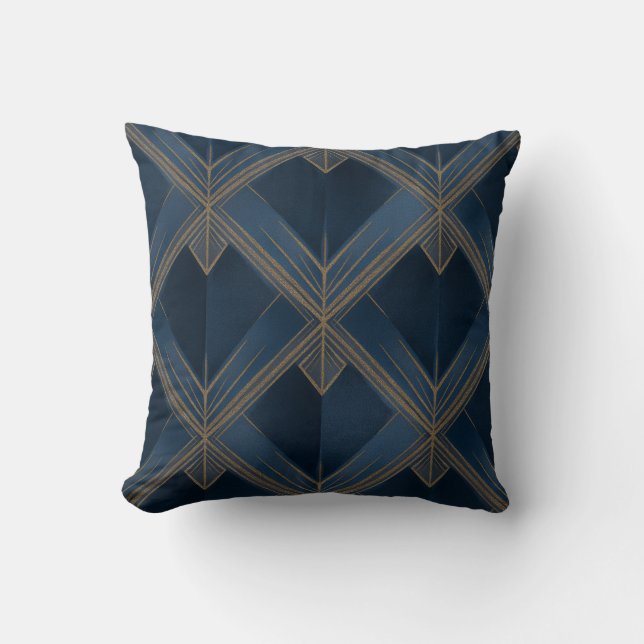 Almofada Travesseiro decorativo Blue and Dourado Art Deco S (Frente)