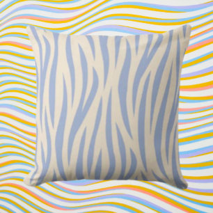 Almofada Travesseiro decorativo Blue & Beige Zebra Stripe -