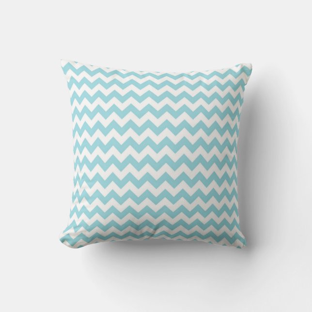 Almofada Travesseiro decorativo/Blue e White Chevron (Frente)