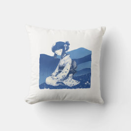 Almofada Travesseiro decorativo-Blue Kimono Girl