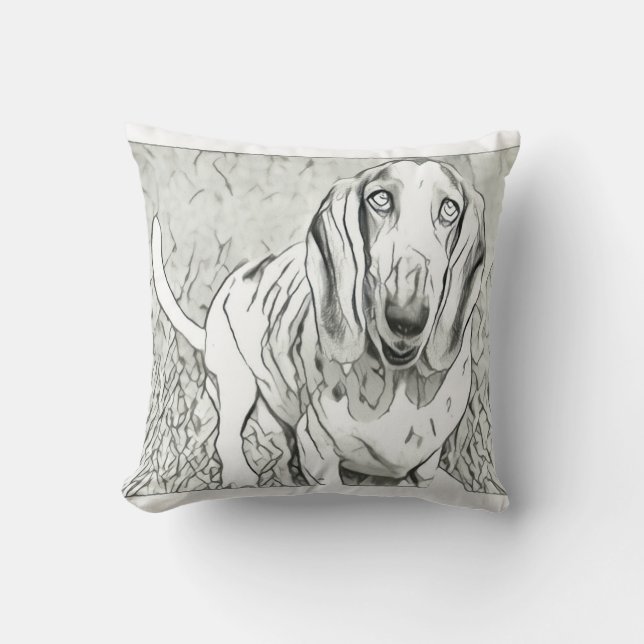Almofada Travesseiro decorativo bonito de Basset Hound (Frente)