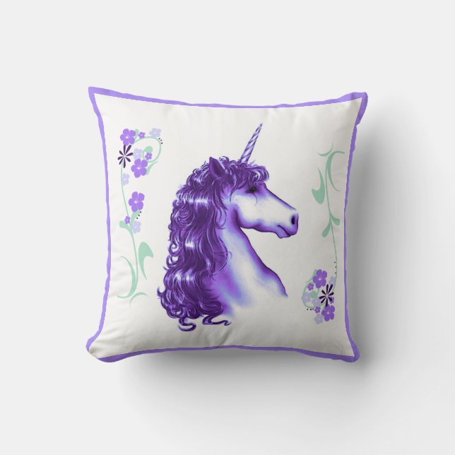 Almofada Travesseiro decorativo bonito Roxo Unicorn (Frente)