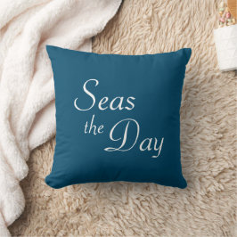 Almofada Travesseiro decorativo bonito "Seas the Day" azul-