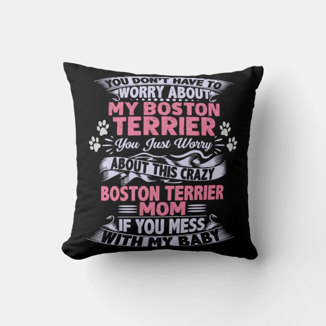 Almofada travesseiro decorativo "Boston Terrier". Travessei (Frente)