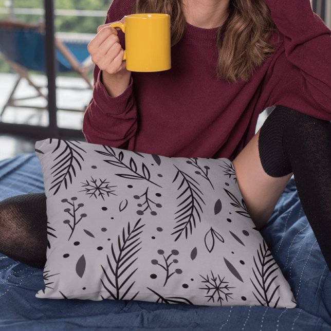 Almofada Travesseiro decorativo Botânico de inverno - Cinza (Criador carregado)