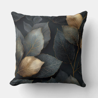 Almofada Travesseiro Decorativo Botânico Dourado Escuro