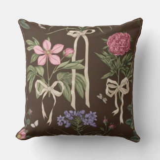 Almofada Travesseiro Decorativo Botânico Floral com Laço