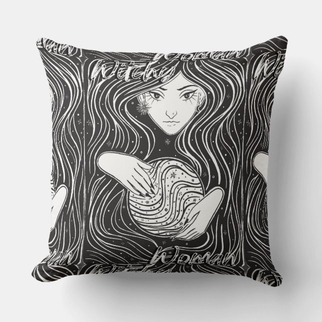 Almofada Travesseiro decorativo Branca e Negra Artística da (Frente)