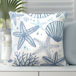 Almofada Travesseiro decorativo Branco Azul de Starfish