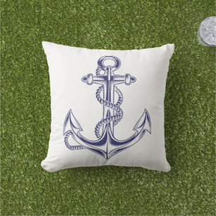 Almofada Travesseiro decorativo Branco da Âncora Náutica e