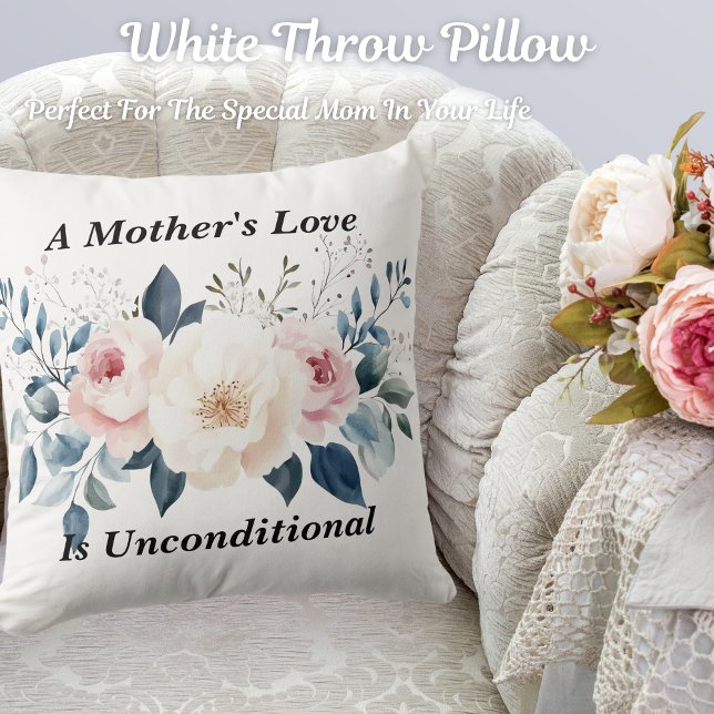 Almofada Travesseiro decorativo Branco de Amor da Mãe Flora (Get this beautiful white throw pillow! Perfect for the special mom in your life.)
