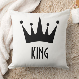 Almofada Travesseiro decorativo Branco de Texto Rei Preto P