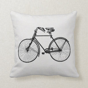 Almofada Travesseiro decorativo branco preto de bicicleta V