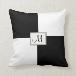 Almofada Travesseiro decorativo branco preto monograma