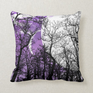 Almofada Travesseiro decorativo branco preto roxo da árvor
