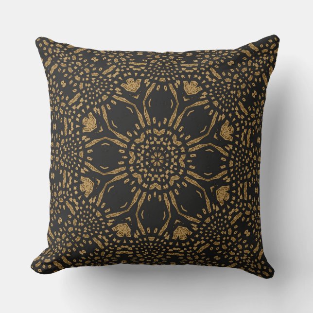 Almofada Travesseiro decorativo Brown Black Lepard Mandala (Frente)