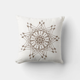 Almofada Travesseiro decorativo Brown e White Sharp Mandala
